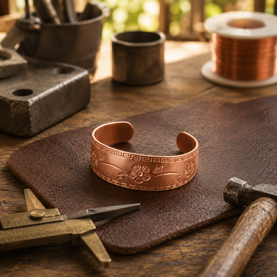 Fret copper bracelet by Livia