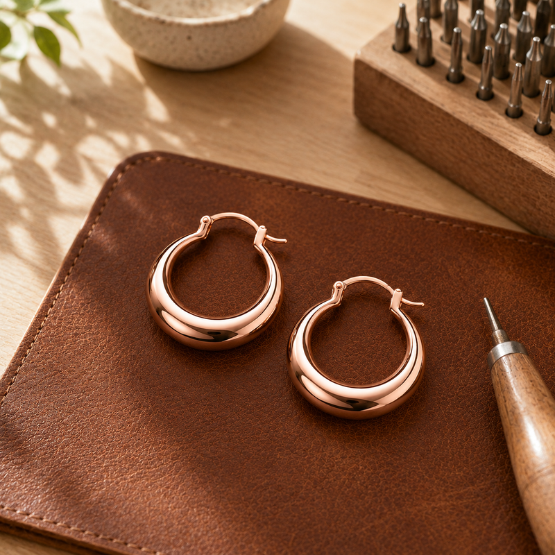 Copper hoop earrings by Livia