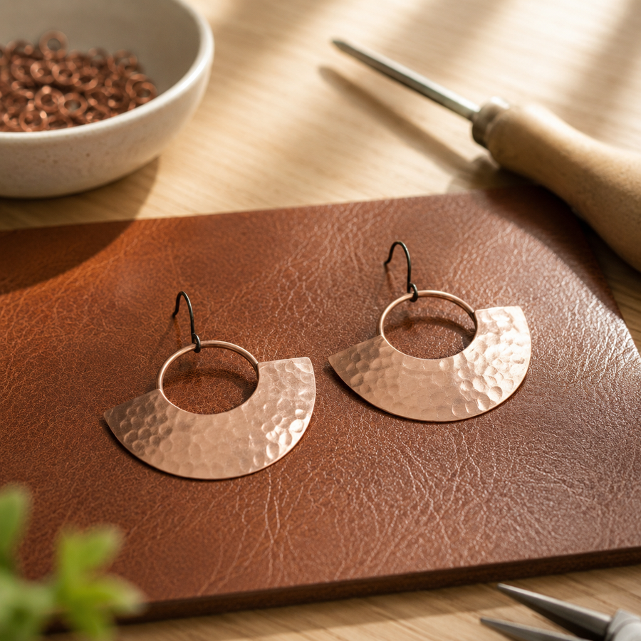 Copper earrings Sol by Livia