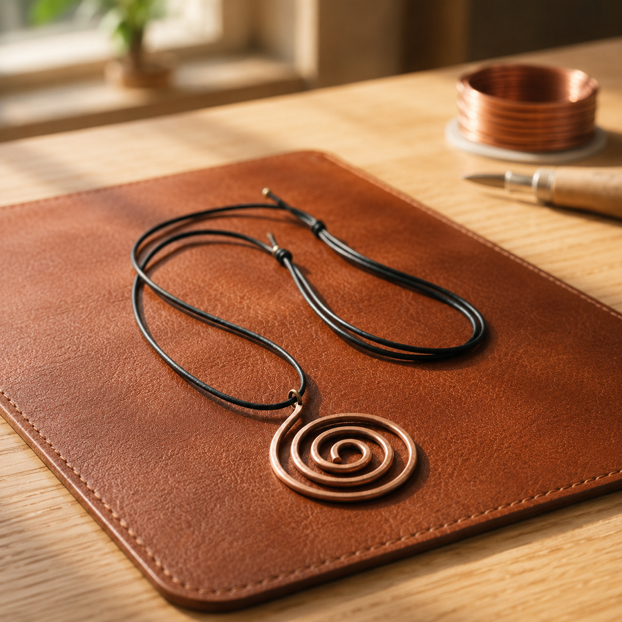 Copper spiral necklace by Livia