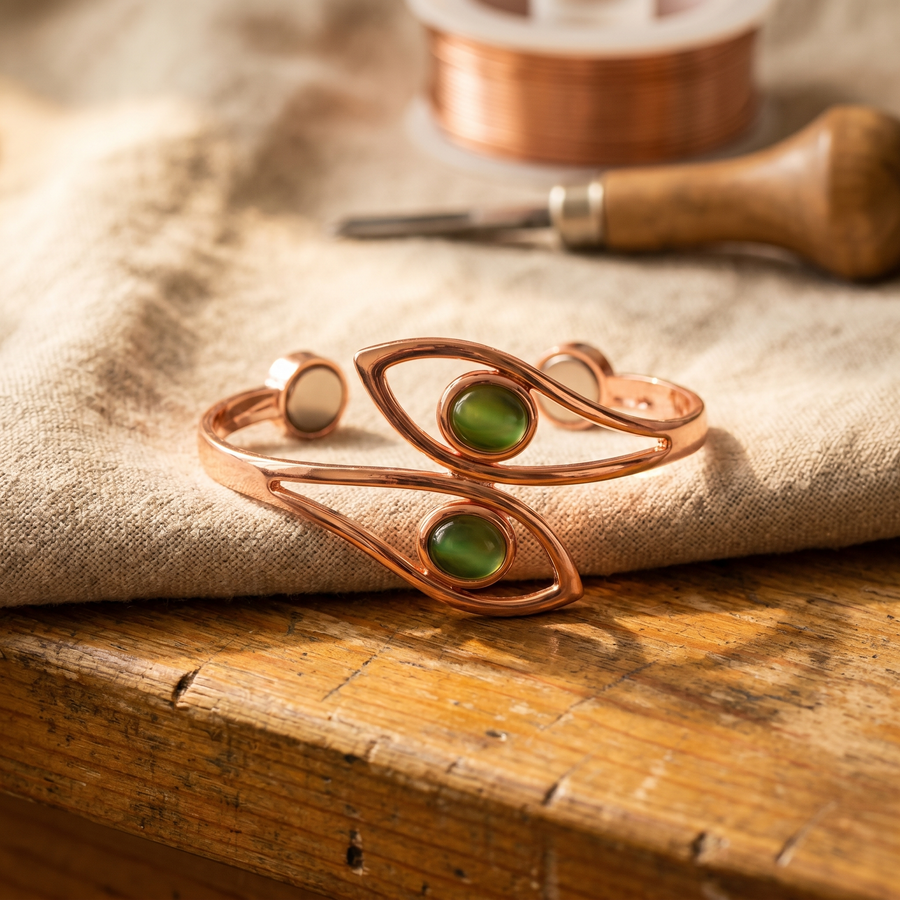 Copper bracelet with opal by Livia